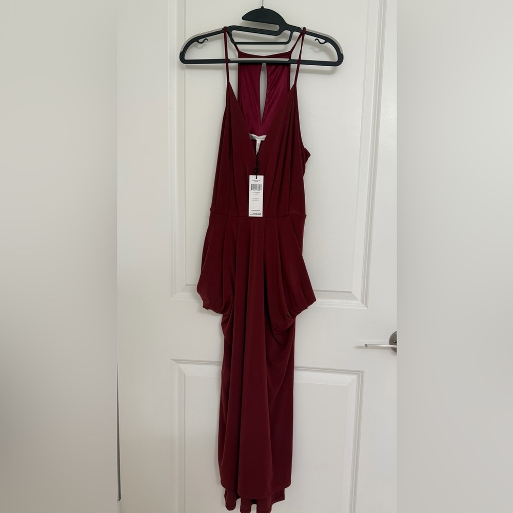 BCBGeneration Deep Red Strappy Midi Dress